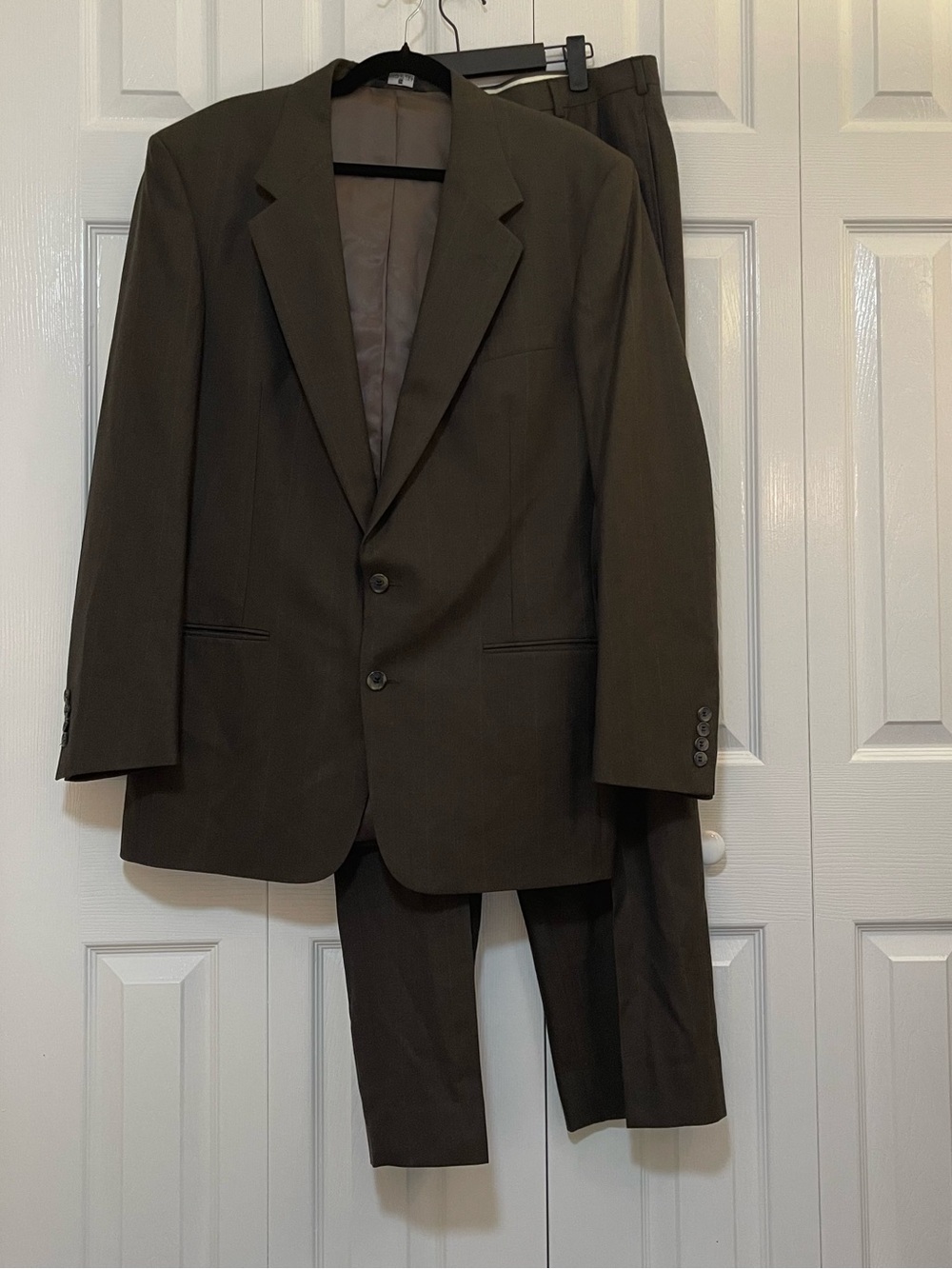 VTG Made in USA Perry Ellis Herringbone Brown Two-Piece Suit Jacket & Trousers